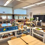 Bright and organized preschool classroom with various learning centers.